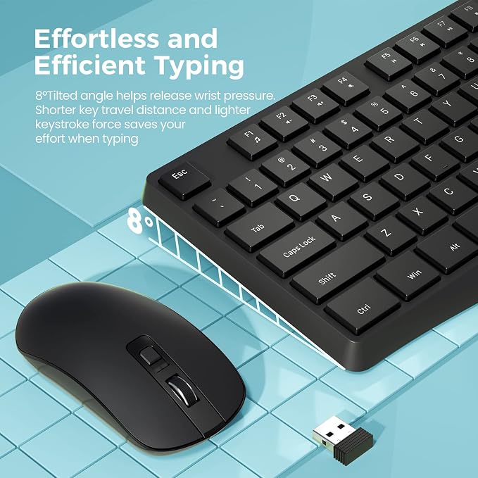 Wireless Keyboard and Mouse Combo, Lovaky 2.4G Full-Sized Ergonomic Keyboard - Image 4