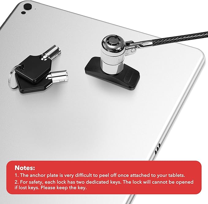 AboveTEK Laptop Lock, Tablet Lock Security Cable, 2 Keys Sturdy Steel iPad - Image 6