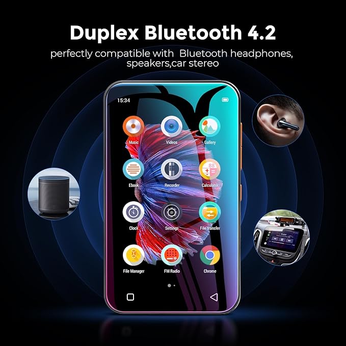 72GB WiFi Mp3 Player with Bluetooth, TIMMKOO 4.0" Full Touch Screen Mp4 Player - Image 2
