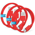 3-Pack Red USB A to USB C Cable，USB to USB C Car Carplay Cable by JERMASAL