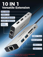 MCY USB C Hub, Laptop Docking Station Dual Monitor Single 8K, 10 in 1 Type-C - Image 2