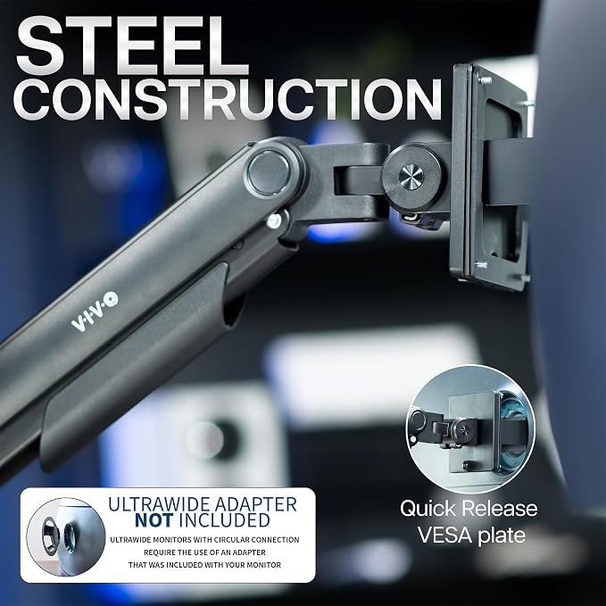 VIVO Heavy Duty Aluminum Ultrawide Monitor Tension Arm - Image 6