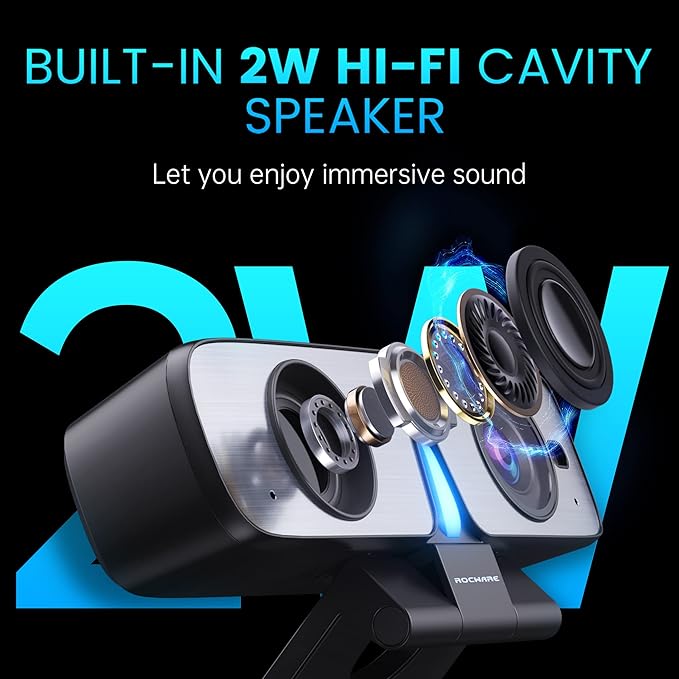 RC08 2K Webcam with Speaker, Webcam - Image 4