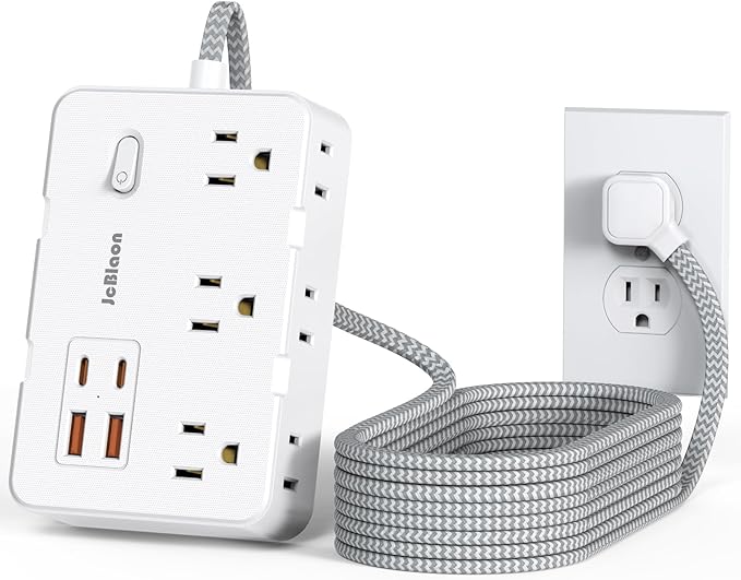 Surge Protector Power Strip 10 Ft Cord, Ultra Thin Flat Extension Cord by JcBlaon