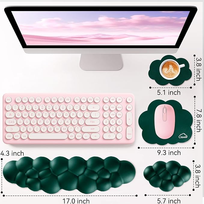 Cloud Wrist Rest for Computer Keyboard, 4-in-1 Memory Foam Leather Cloud - Image 3