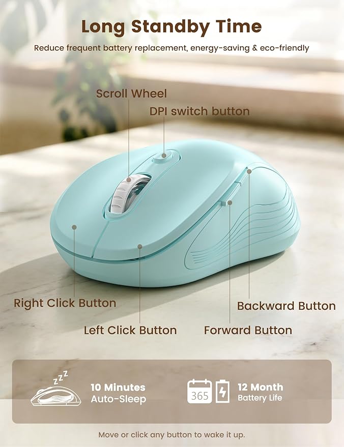 WisFox 2.4G Wireless Mouse for Laptop, Ergonomic Computer Mouse - Image 4