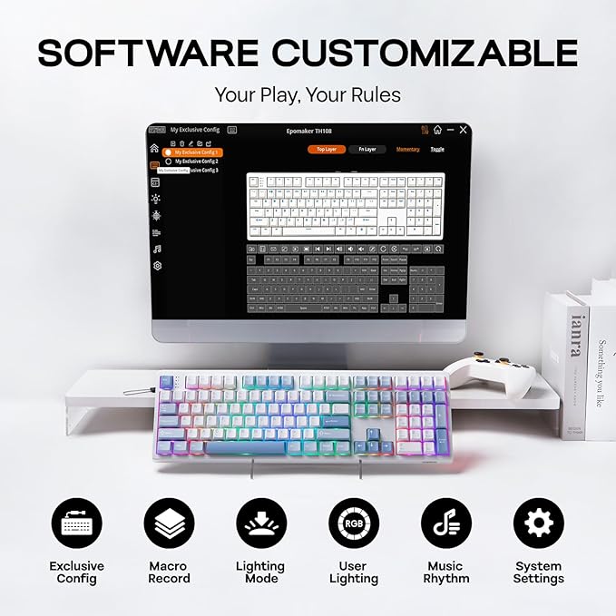 EPOMAKER TH108 Full Size Mechanical Keyboard, Wireless Gaming Keyboard - Image 7