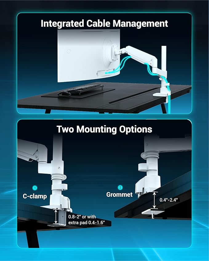 Heavy Duty Monitor Arm for 13-49 Inch Ultrawide Screens, Holds Up to 44lbs - Image 5