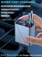 4 in 1 Retractable USB C Car Charger Adapter - 146W/65W Fast Charging - Image 2