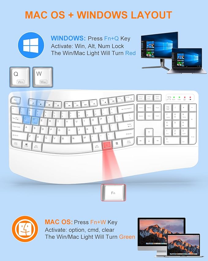 EDJO Ergonomic Wireless Keyboard - Image 7
