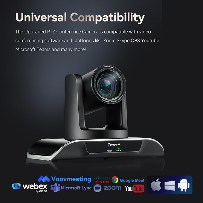 Tenveo 12X Optical Zoom PTZ Conference Camera USB3.0/HDMI 90° Wide View Angle - Image 7