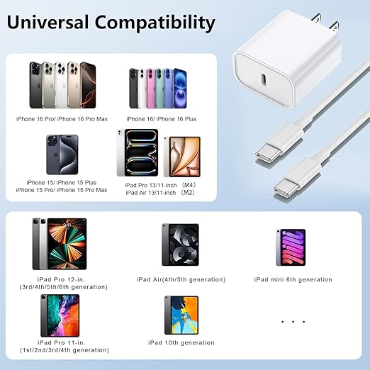 iPhone 16/15 Charger Fast Charging 20W USB Type C Charger Block 3Pack C - Image 6