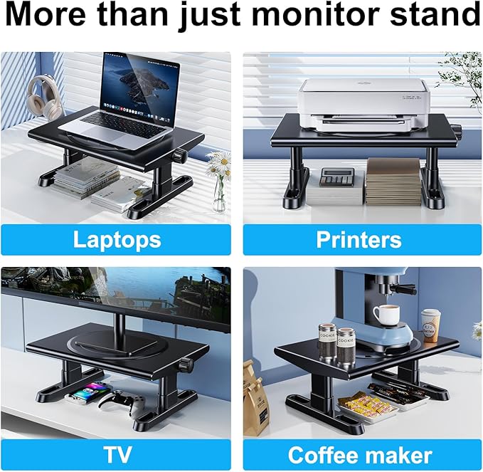 Monitor Stand Riser for Desk, 360°Rotation Freely Height Adjustable by Knob - Image 6