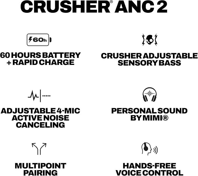 Skullcandy Crusher ANC 2 Wireless Over-Ear Bluetooth Headphones - Image 10