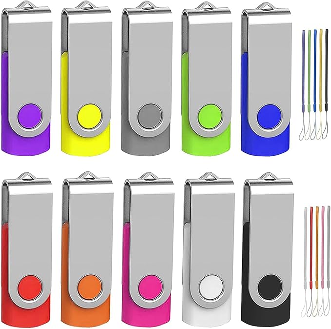 64GB Flash Drive 10 Pack, Wooolken USB 2.0 Thumb Drive Bulk Pen Drive Metal by WOOOLKEN