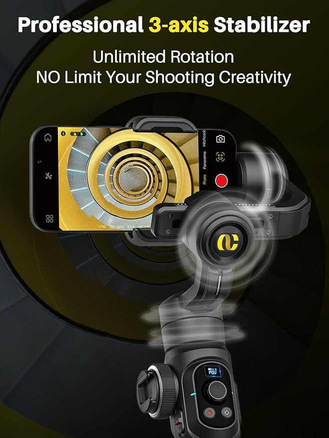 Professional Gimbal Stabilizer for Smartphone, Built-in 18CM Extension Rod and - Image 2