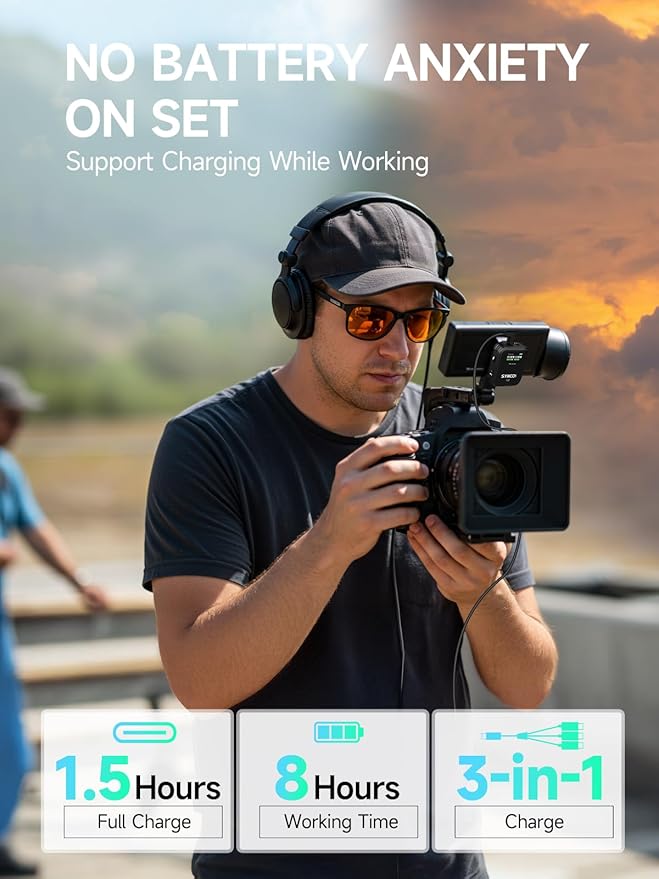 SYNCO Wireless Lavalier Microphone, G2 2.4G Dual Transmitter 48KHz 24Bit Lapel - Image 8