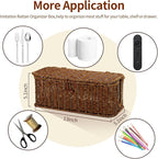 Cable Management Box, Desk Handwoven Rattan Cord Hider Organizer Box - Image 6