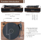 LP&No.1 Record Player with Stereo Speakers, 3-Speed Belt-Drive Turntable - Image 2