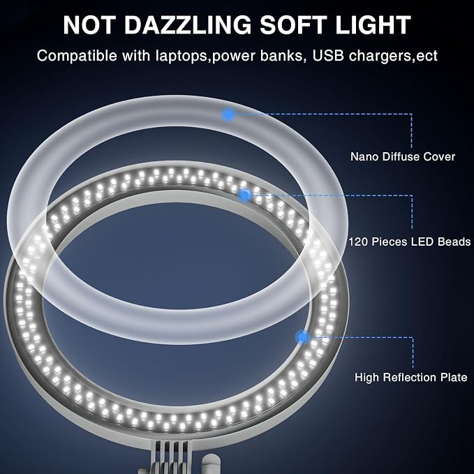 Desktop Ring Light with Stand and Phone Holder, Zoom Lighting - Image 7