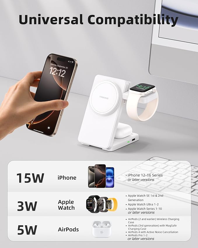 3 in 1 Charging Station for iPhone 16/15/14/13/12 Series, Wireless Charger for - Image 2