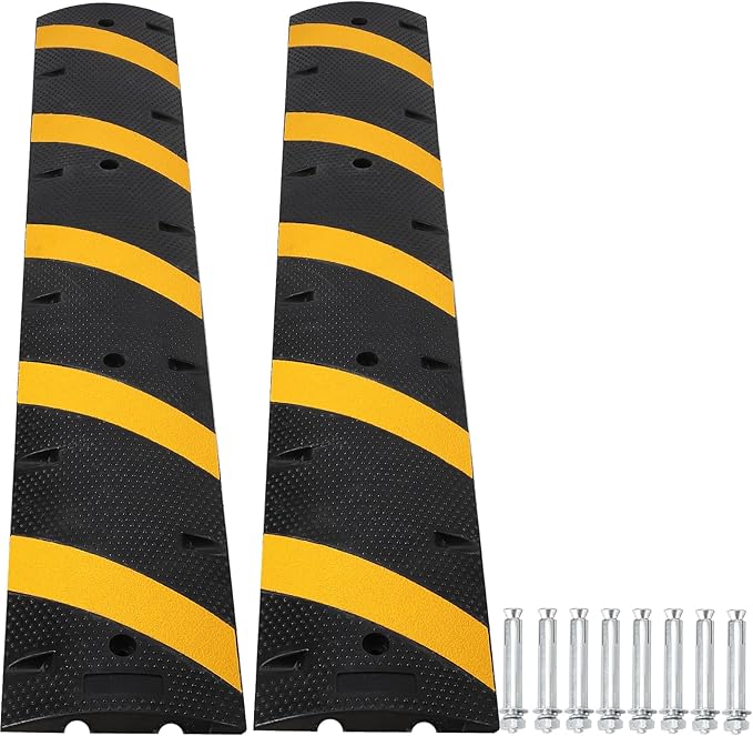 Heavy Duty Speed Bumps for Driveway, 6 ft 2 Pack Rubber Speed Bumps, 2 Channel by TROPOW
