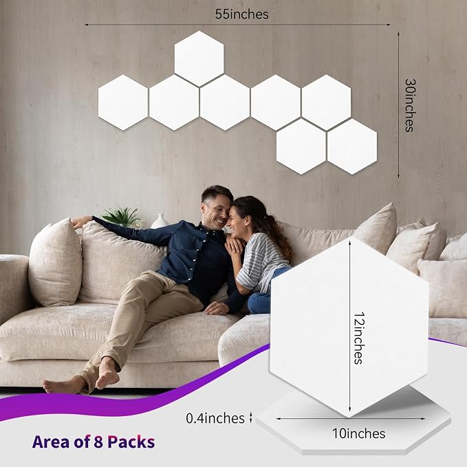 Mollywell Hexagon Acoustic Panels, High Density, Soundproofing, Decorative - Image 4
