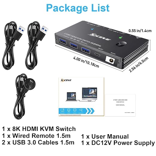 HDMI2.1 KVM Switch 2 Computer 1 Monitor 8K@60Hz, KVM Switch HDMI 2 Port - Image 8