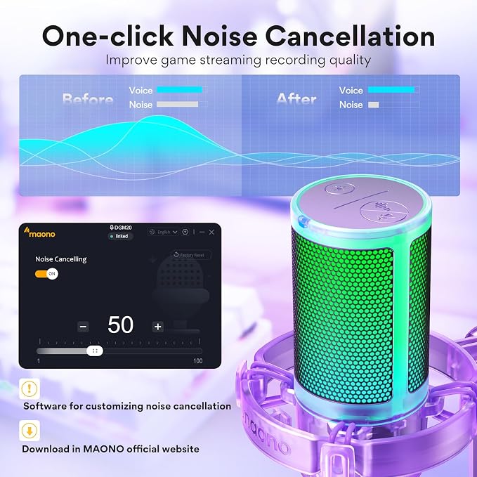 MAONO Gaming Microphone with Noise Cancellation, PC USB Condenser Mic - Image 2