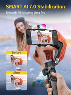 Professional Gimbal Stabilizer for Smartphone, RGB Magnetic Refill Light - Image 2