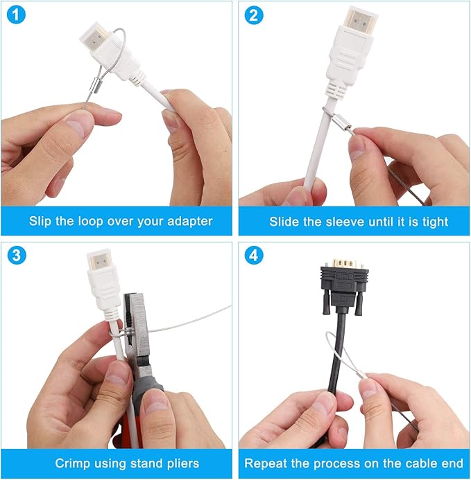 Cable Tethers 10 Pack with Crimping Tool, Adjustable Security Cable Look - Image 6