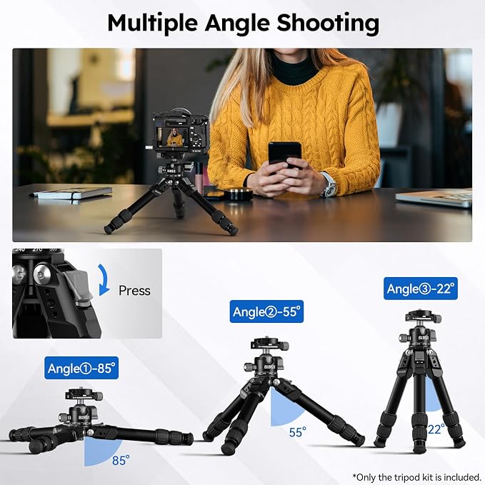 SIRUI Lightweight Mini Tripod, 1.9lbs Aluminum Desktop Table Tripod - Image 7