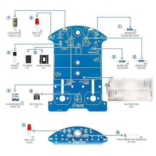 Soldering Practice Kit DIY D2-5 Tracking Car Plug-in Circuit Kit Learn - Image 3