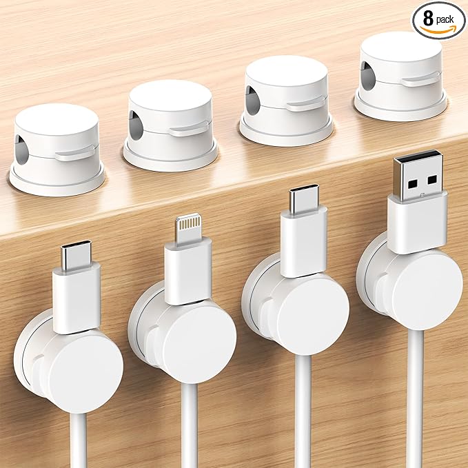 Cord Organizer, Rotatable Cable Organizer 8 Pack, No-Residue Adhesive Spring by INCHOR