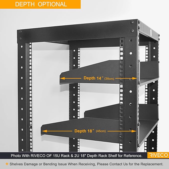 RIVECO 2U Server Rack Shelves for 19" Network Cabinet, Rack Mount Vented - Image 4
