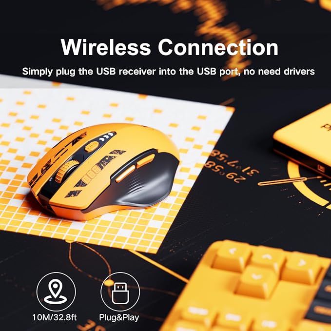 Wireless Mouse, Upgraded 2.4GHz Rechargeable Ergonomic Computer Mouse, 4 Levels - Image 2