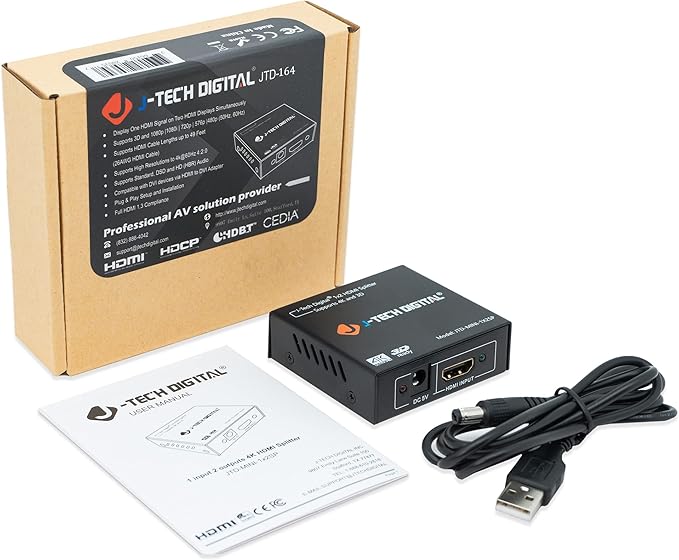4K@60 HDMI Splitter 1 in 2 out 1X2 Powered Splitter - Image 7