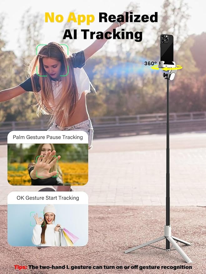 Smartphone Gimbal Stabilizer, Smart Face Tracking Tripod Without APP - 4 in 1 - Image 2