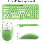 Retro Wireless Keyboard and Mouse Combo, Full-Size USB Keyboard - Image 6