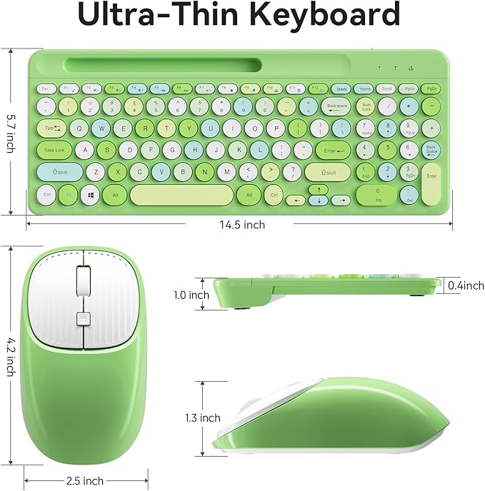 Retro Wireless Keyboard and Mouse Combo, Full-Size USB Keyboard - Image 6