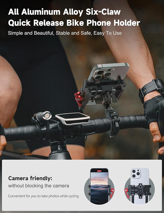 Tiakia Aluminum Bike Phone Mount Holder, Motorcycle Phone Mount, Handlebar - Image 3