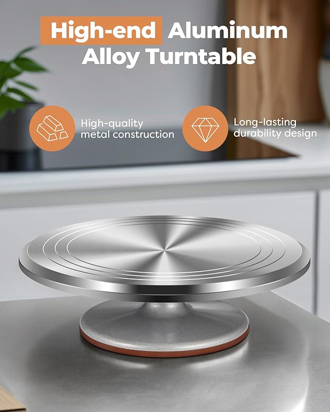 Kootek Aluminium Alloy Revolving Cake Stand 12 Inch Rotating Cake Turntable - Image 4