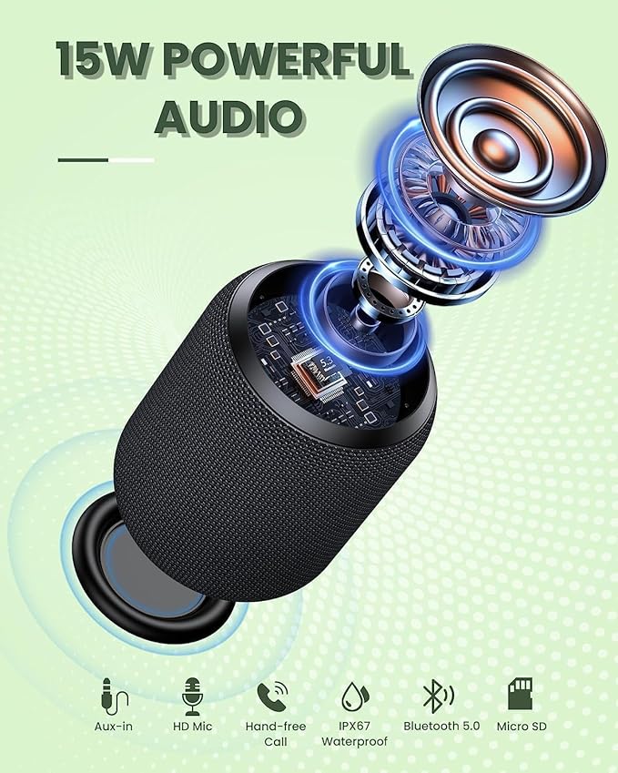NOTABRICK Bluetooth Speaker, 15W Portable Speakers Bluetooth Wireless V5.0 - Image 2