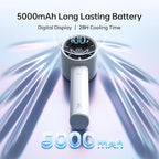 JISULIFE Handheld Turbo Fan, 5000mAh Rechargeable Portable Fans, 5 Speed Strong - Image 3