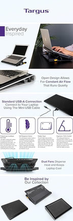 Targus Laptop Cooling Pad for Laptops up to 17-inches, Dual High-Speed Fans - Image 9