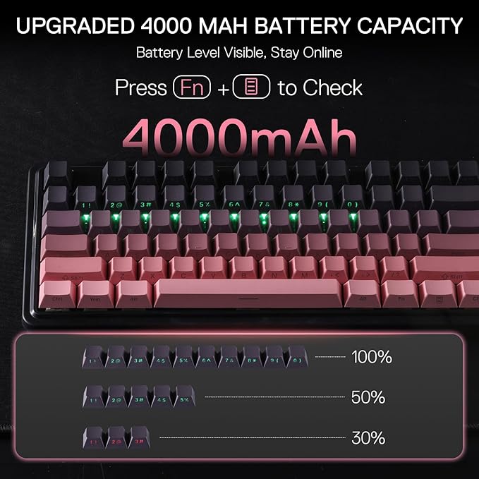 Redragon K728 PRO 80% Wireless Gasket Gaming Keyboard, 3-Mode 87 Keys TKL - Image 8