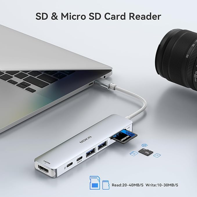 MOKiN 7 in 1 USB C Dongle with HDMI, SD/TF Card Reader, Data Port, 100W PD - Image 6
