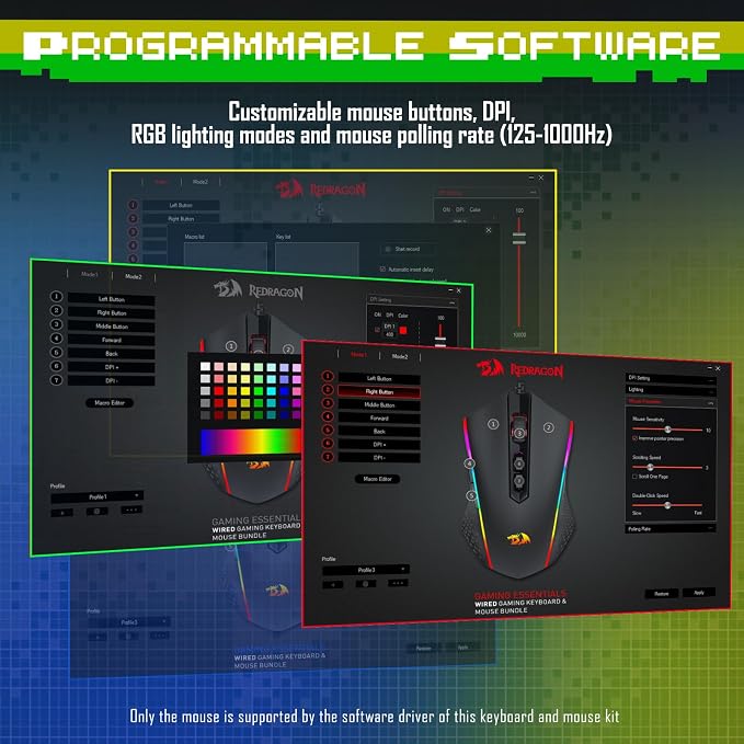 Redragon Updated S107 Gaming Keyboard and Mouse, RGB Gaming Keyboard and 10000 - Image 4