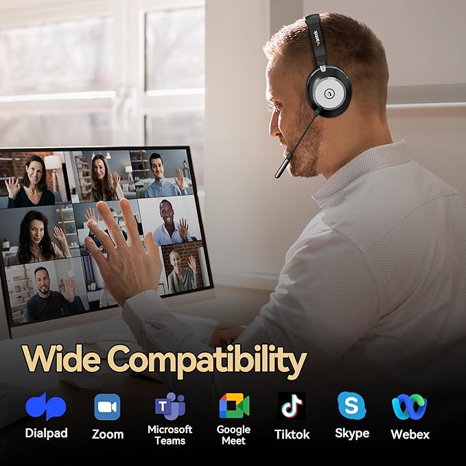 Wireless Headset with Mic for Work, 2.4G USB Dongle & Mic Mute for - Image 5