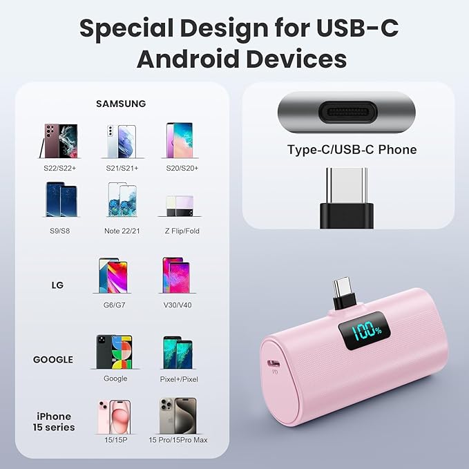 Portable Charger for iPhone 16/15 Series, 5200mAh PD USB C Power Bank Built-in - Image 5